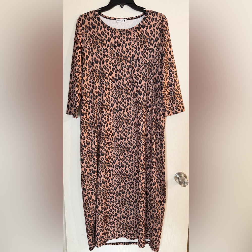 Nuggles Allie Black/Tan Leopard Print 3/4 Sleeve Pocket by Dress